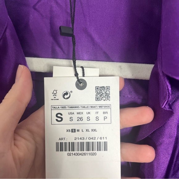 NWT Zara Purple Satin Effect Faux Wrap Mini Dress Small - Picture 8 of 10